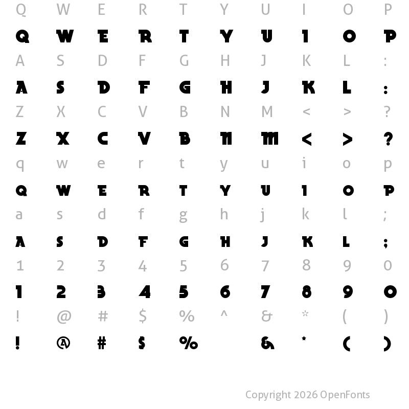Character Map of Becker Black NF Regular