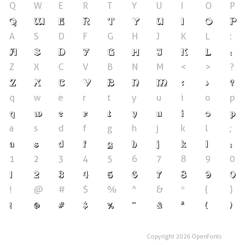 Character Map of Becker Shadow Regular