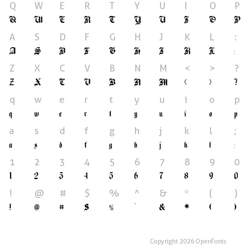 Character Map of Beckett Regular