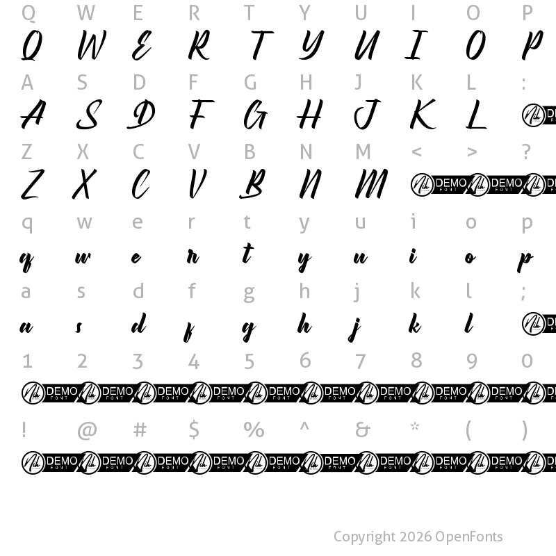 Character Map of Beckley Demo Regular