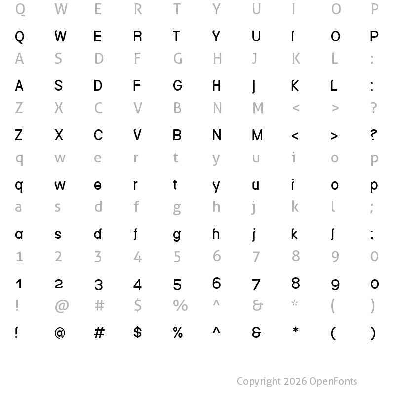 Character Map of Bedizen Regular