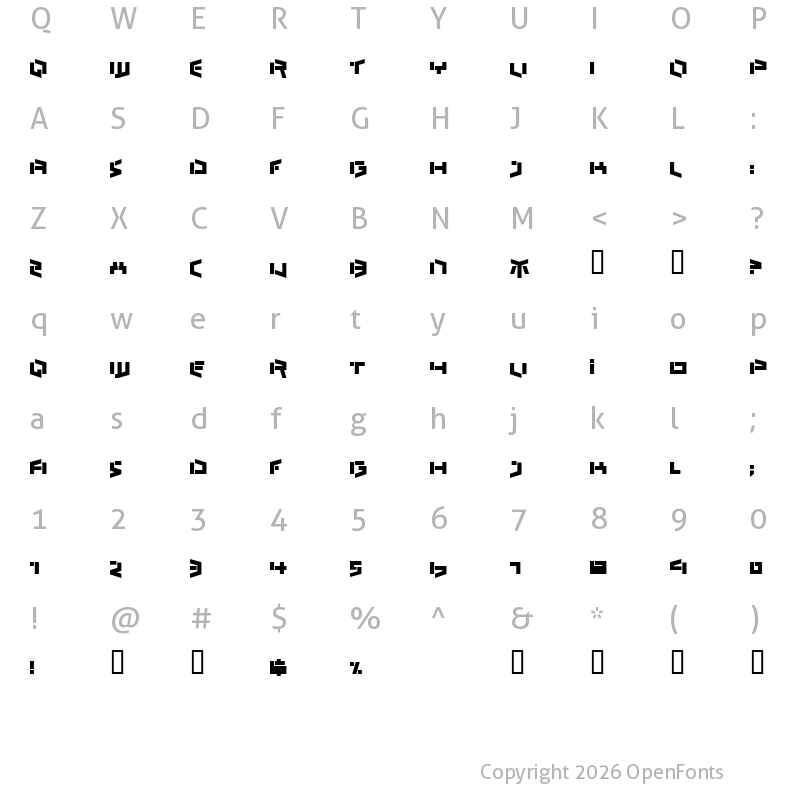 Character Map of Bedlam Remix Regular