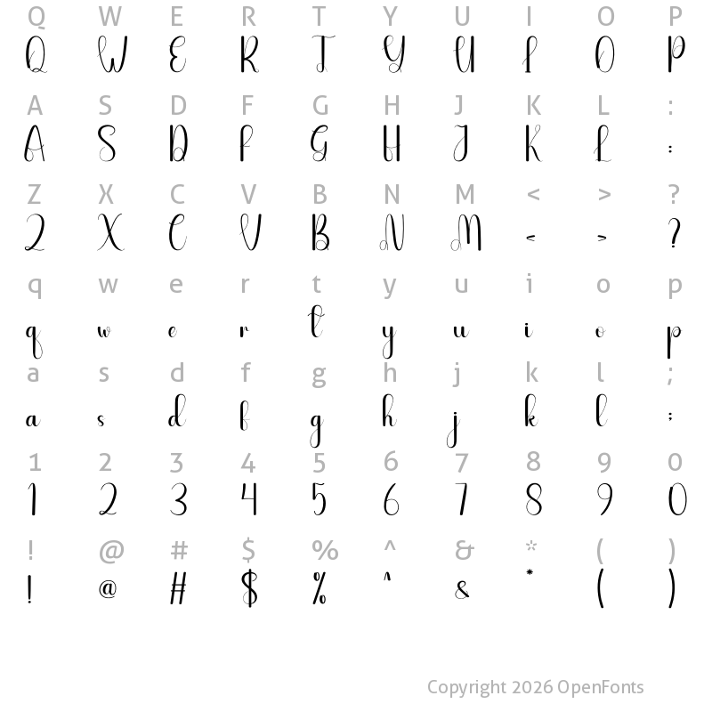 Character Map of Bedset Regular