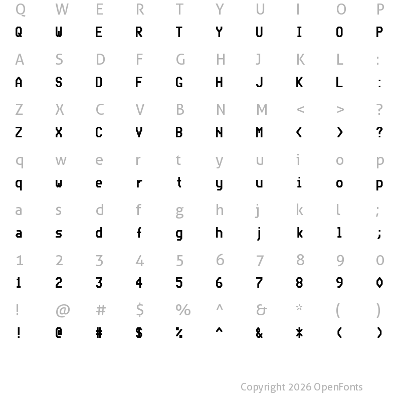 Character Map of Bedstead Bold Condensed