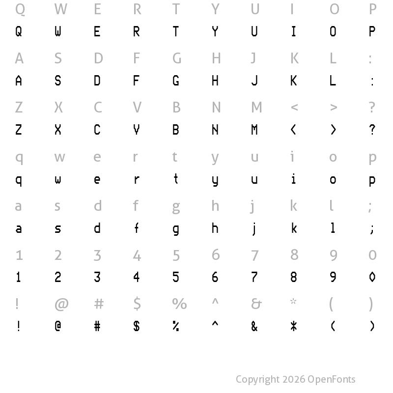Character Map of Bedstead Condensed