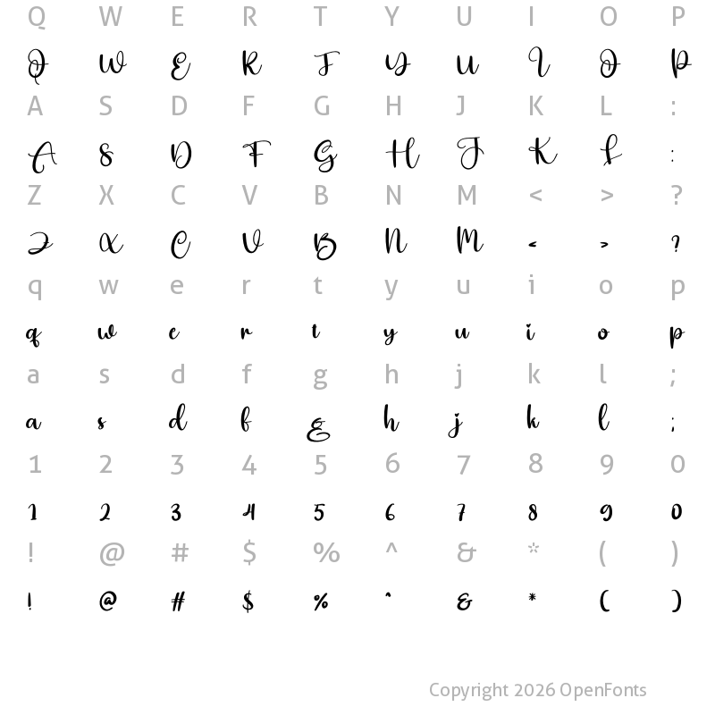 Character Map of Beelover Regular