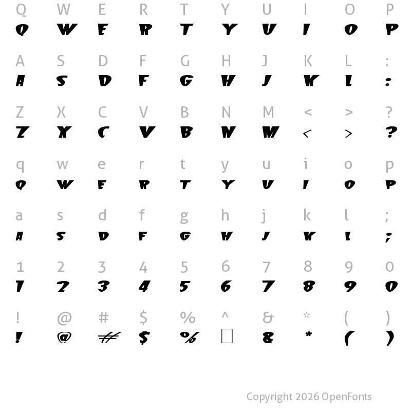 Character Map of BeetleJ Bold