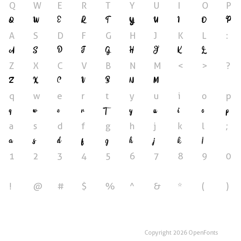 Character Map of Begin FREE Regular