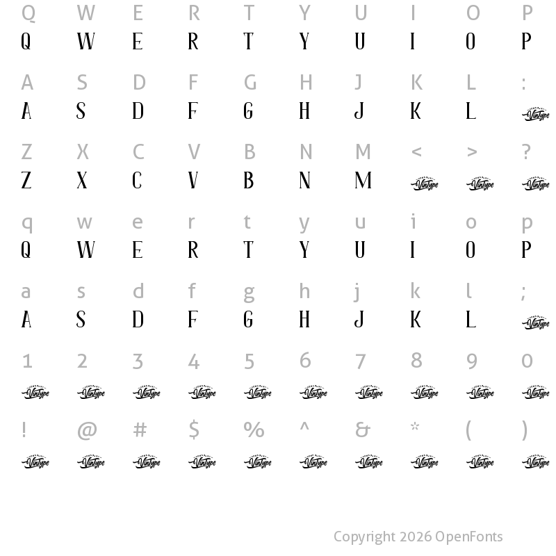 Character Map of Beige Wave Demo Regular