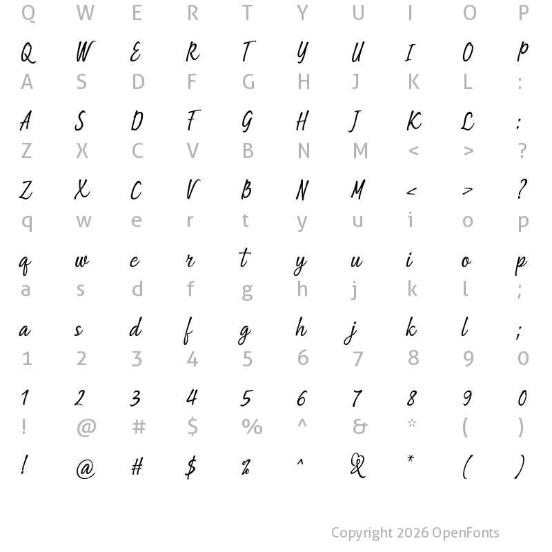 Character Map of Being Love Regular