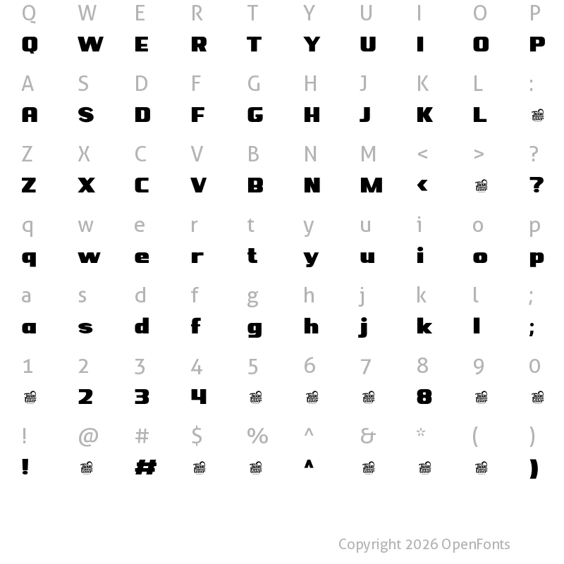 Character Map of BEJITA Extra Bold