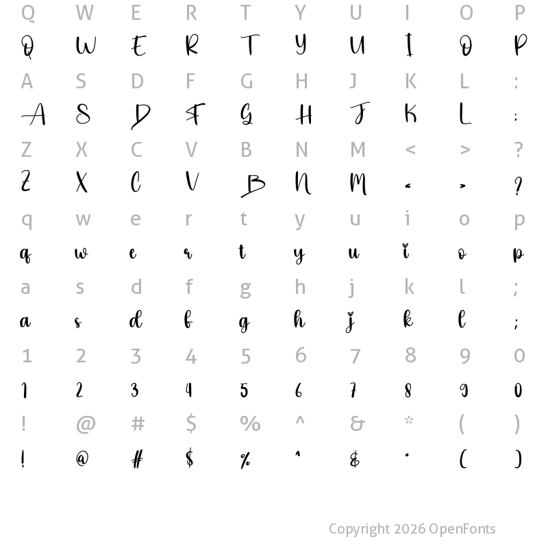 Character Map of Bekind Regular