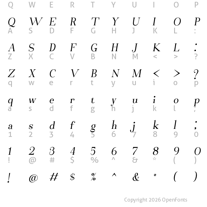 Character Map of Bekinder Italic