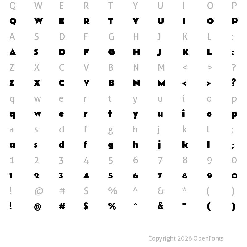 Character Map of Belanosima Bold