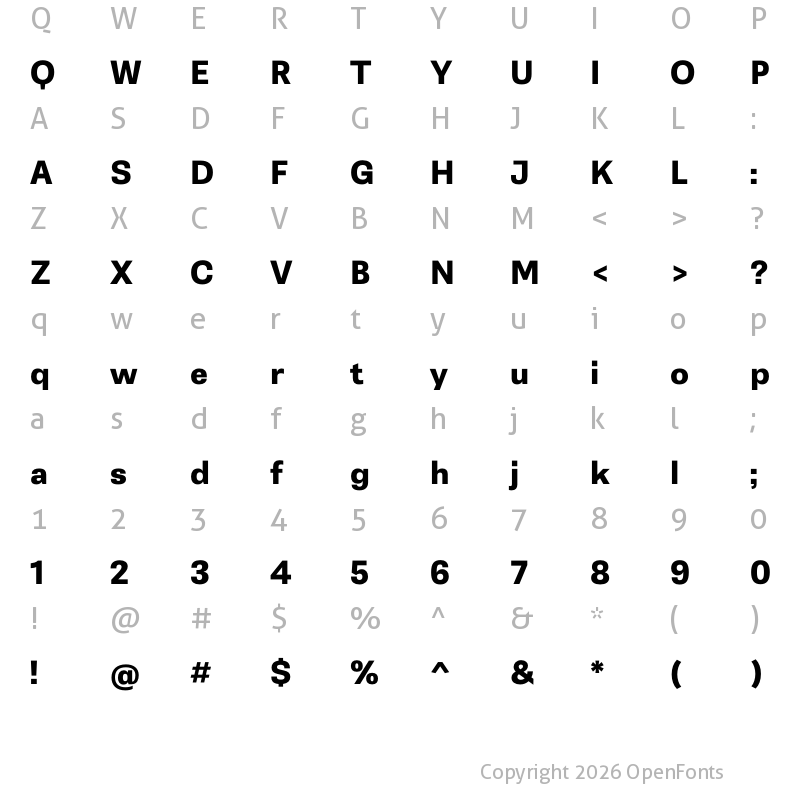 Character Map of Belarius Sans Wide Extrabold