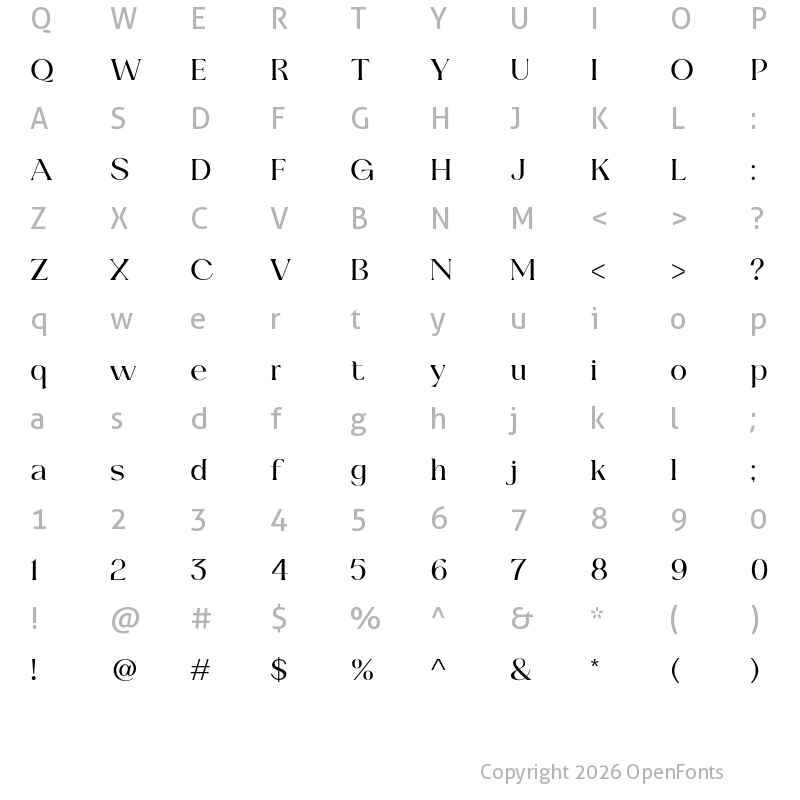 Character Map of Beliau Regular