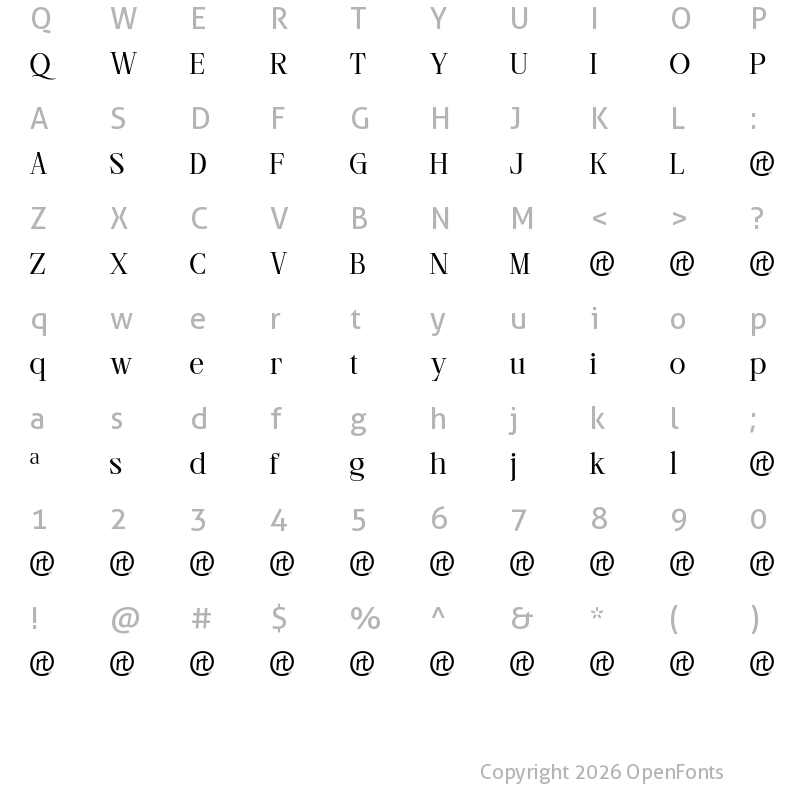 Character Map of Beliber Regular