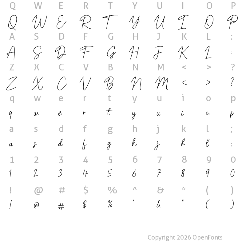 Character Map of Belinday Regular