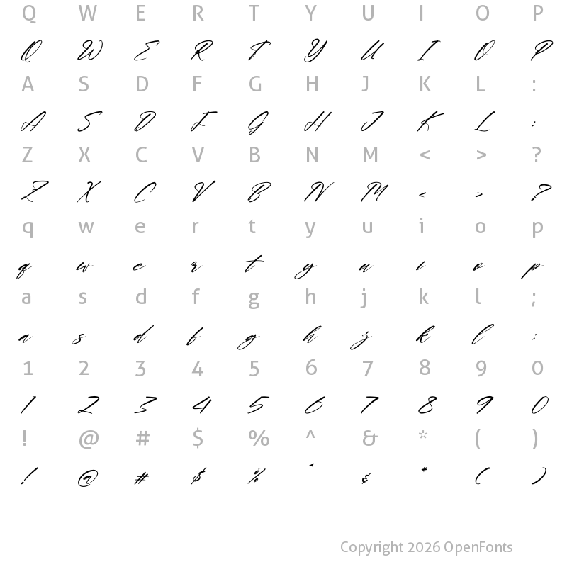 Character Map of Beliphyra Vokratess Italic