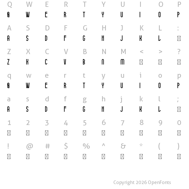 Character Map of Belithel Demo Regular