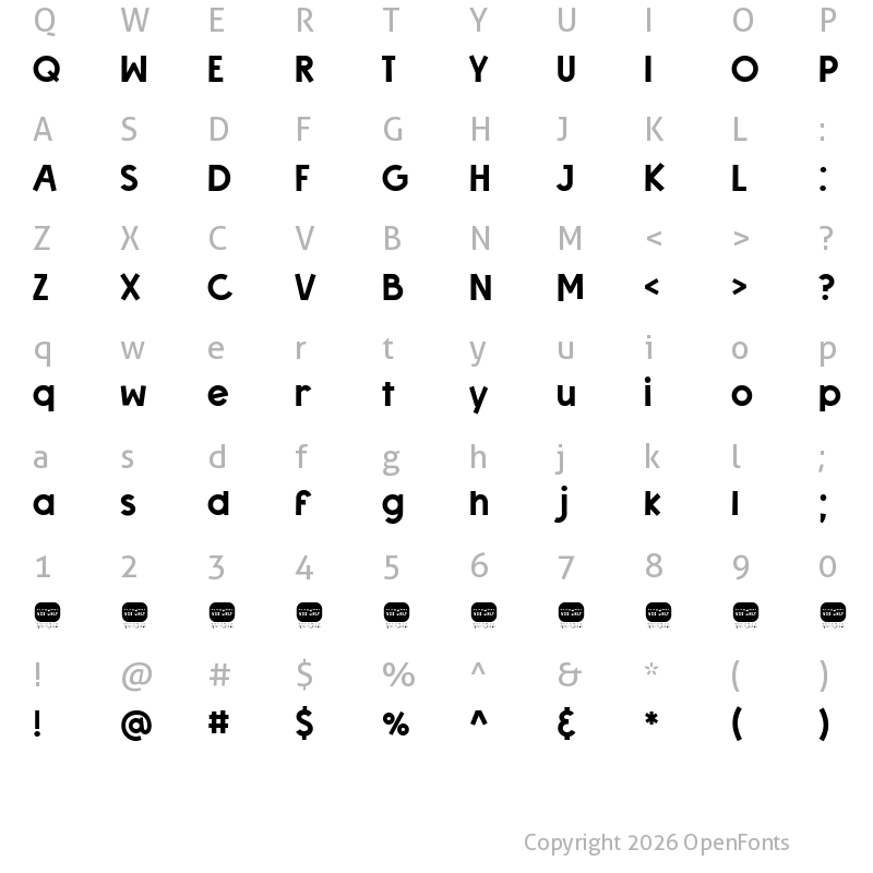 Character Map of Bella Regular