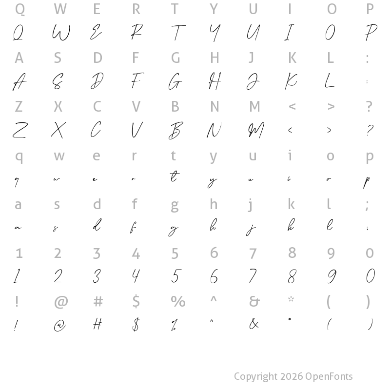 Character Map of Bellarosta Regular