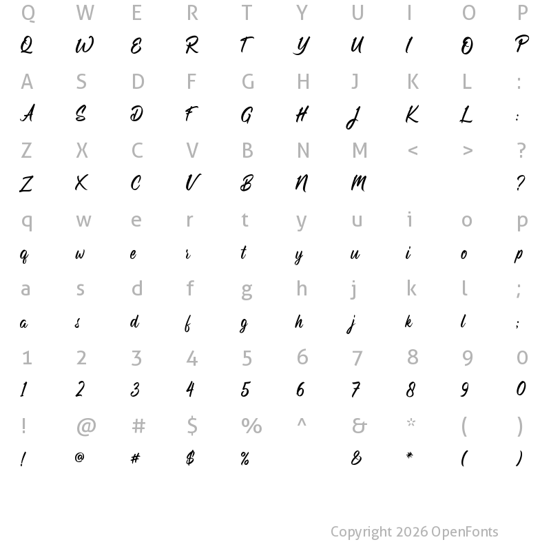 Character Map of Bellaru Regular