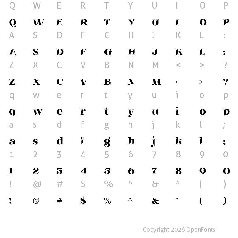 Character Map of Belle Story ExtraBold