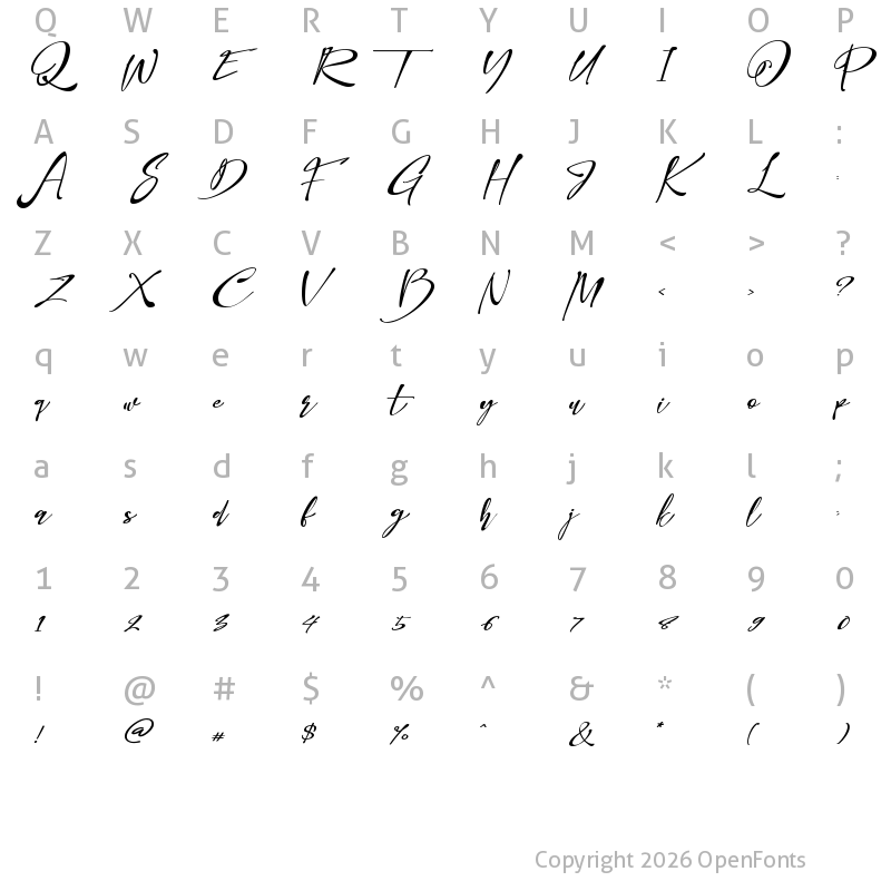 Character Map of Bellome Regular