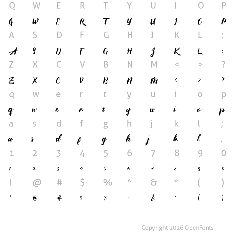 Character Map of Bellugra Regular