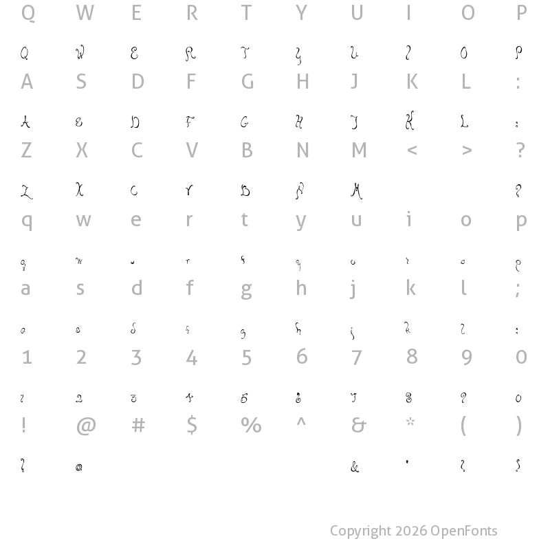 Character Map of Bellyfish Regular