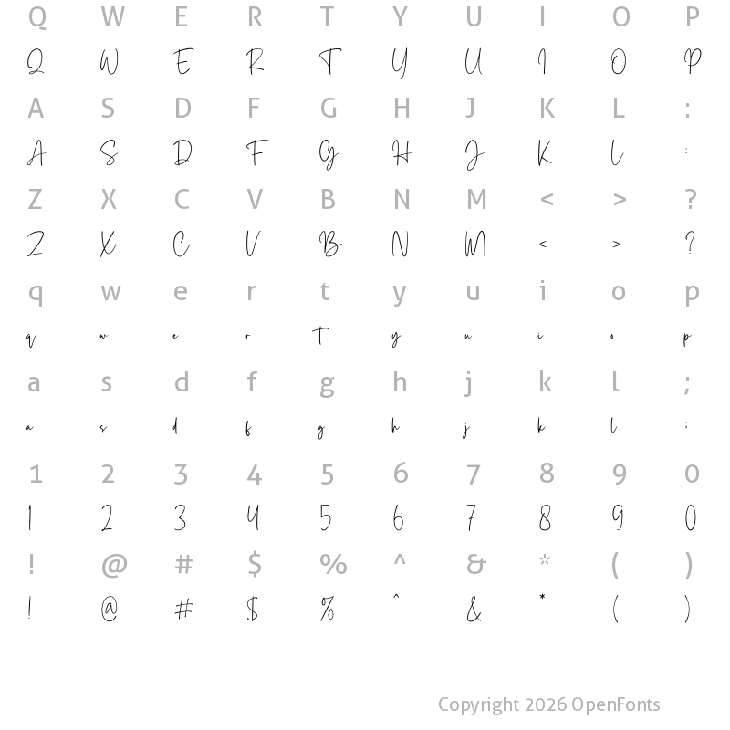 Character Map of Bellysta Regular