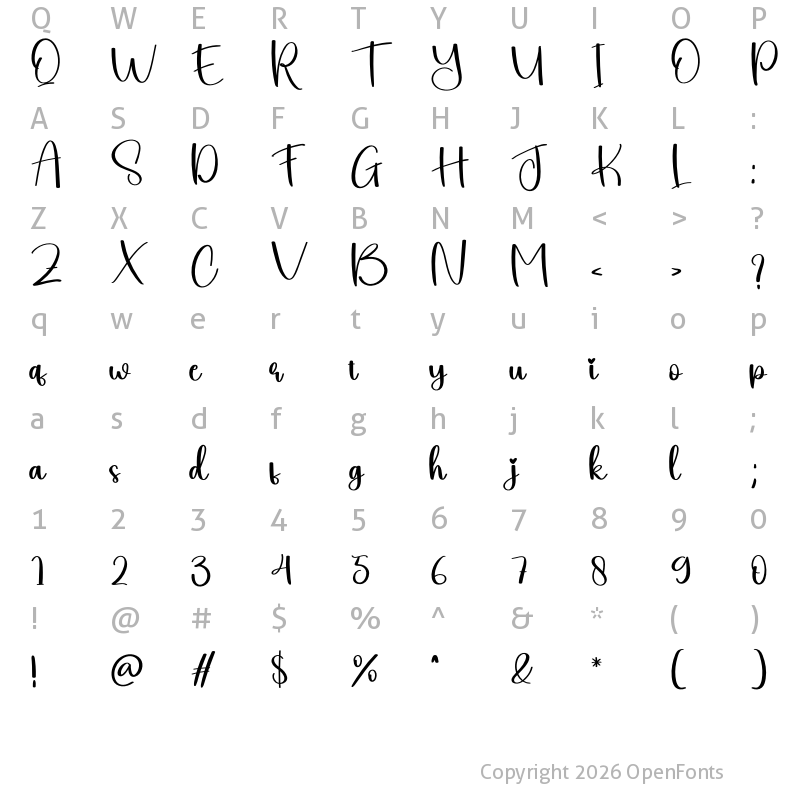 Character Map of Belove Regular