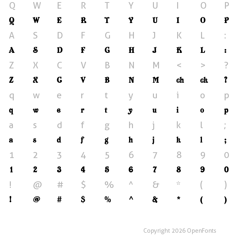 Character Map of Belshaw Regular