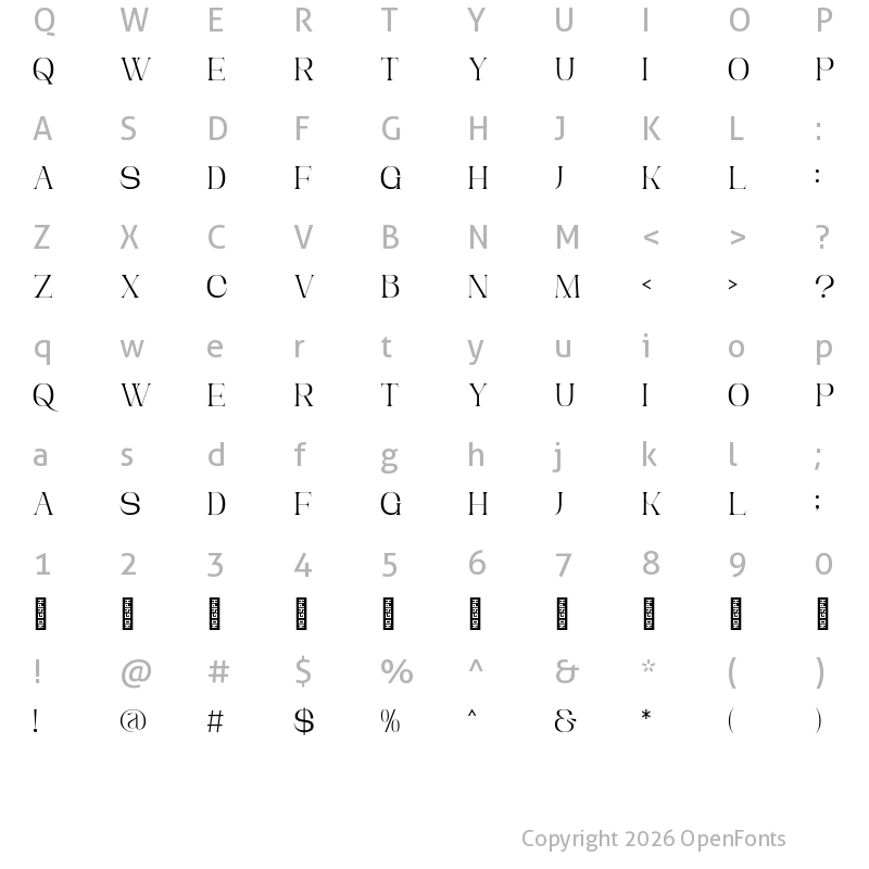 Character Map of Bemirs - Demo Version Regular