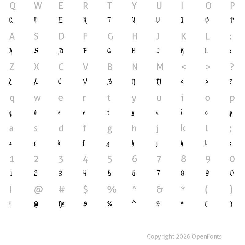 Character Map of Benegraphic Regular