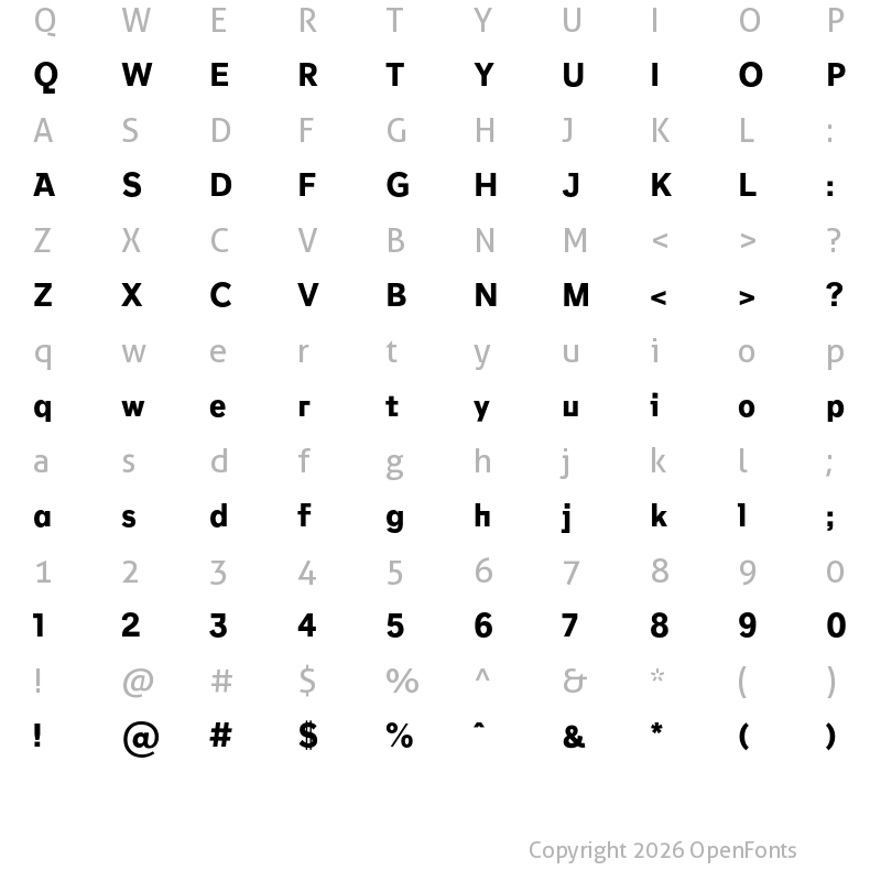 Character Map of Benett Bold