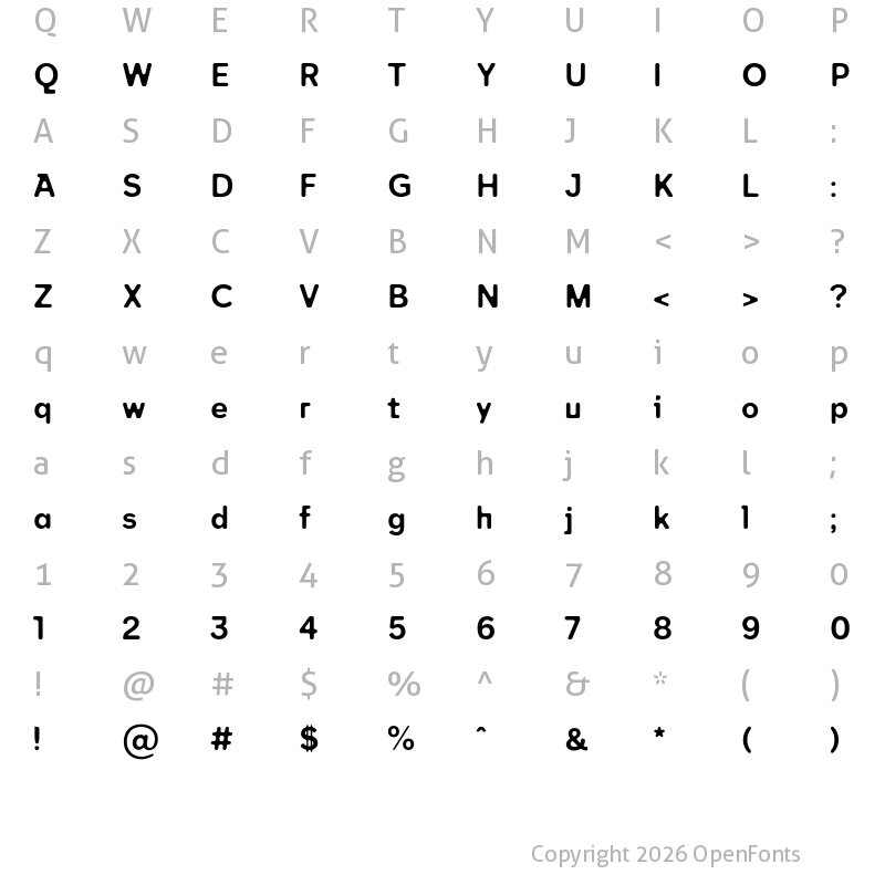 Character Map of Benett Round