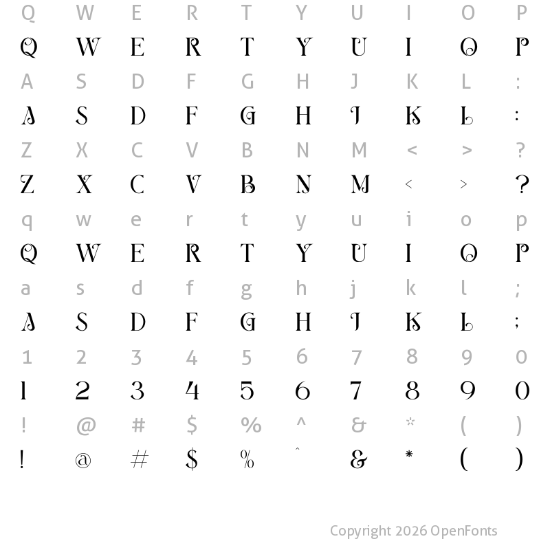 Character Map of BERANG BERANG Regular