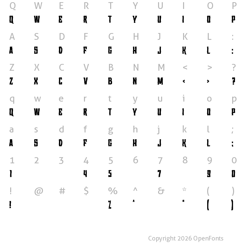 Character Map of Berani Regular
