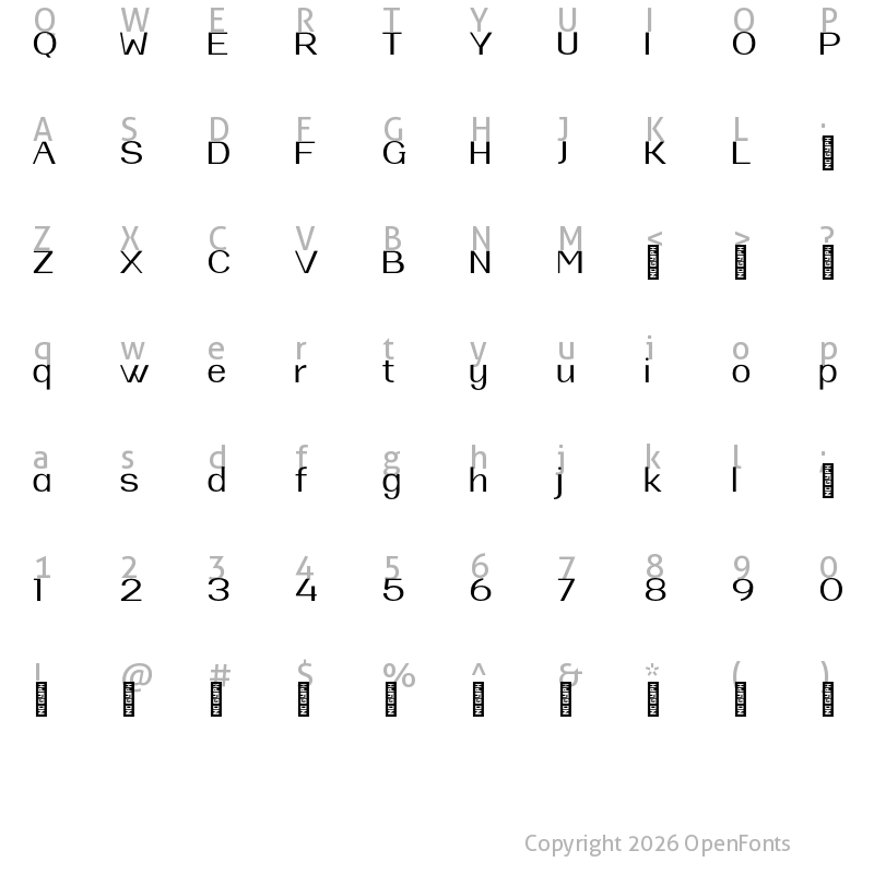 Character Map of Berdiate Personal Use Regular