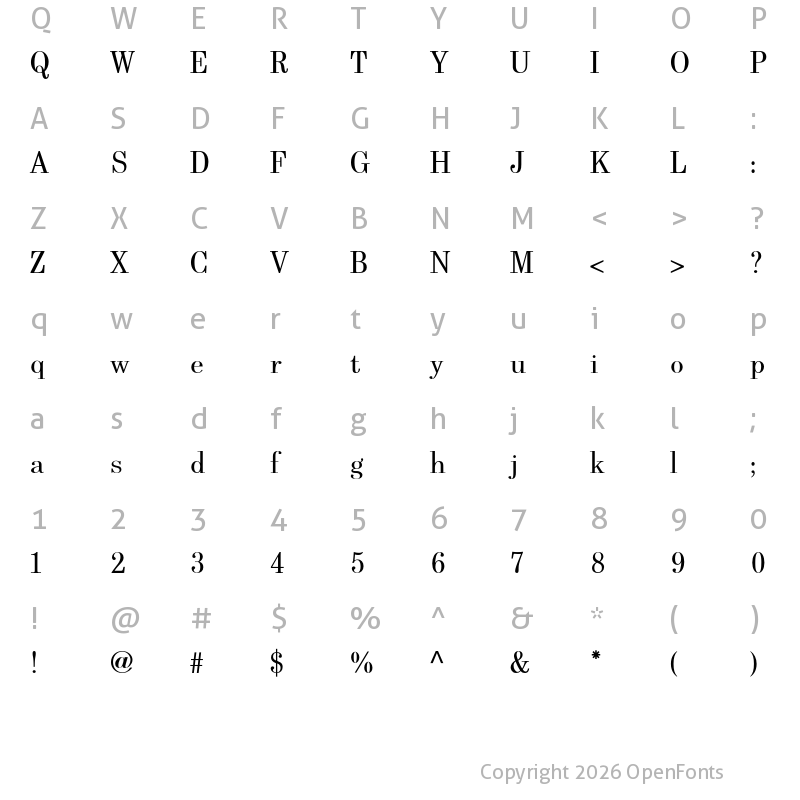 Character Map of Berenis ADF Pro Regular