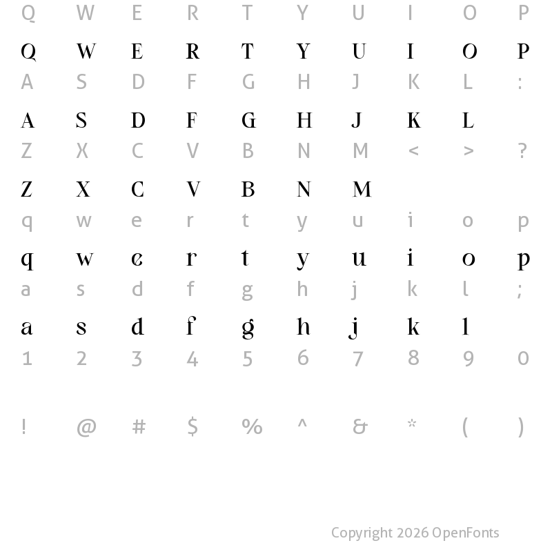 Character Map of Berliana Lovely Regular