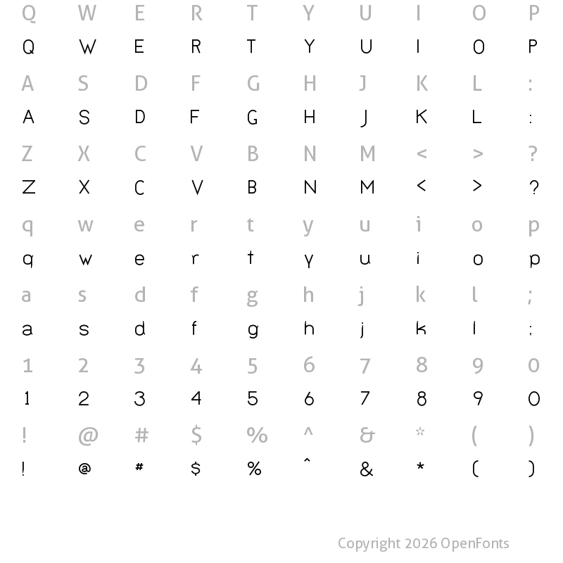 Character Map of Bernur Normal