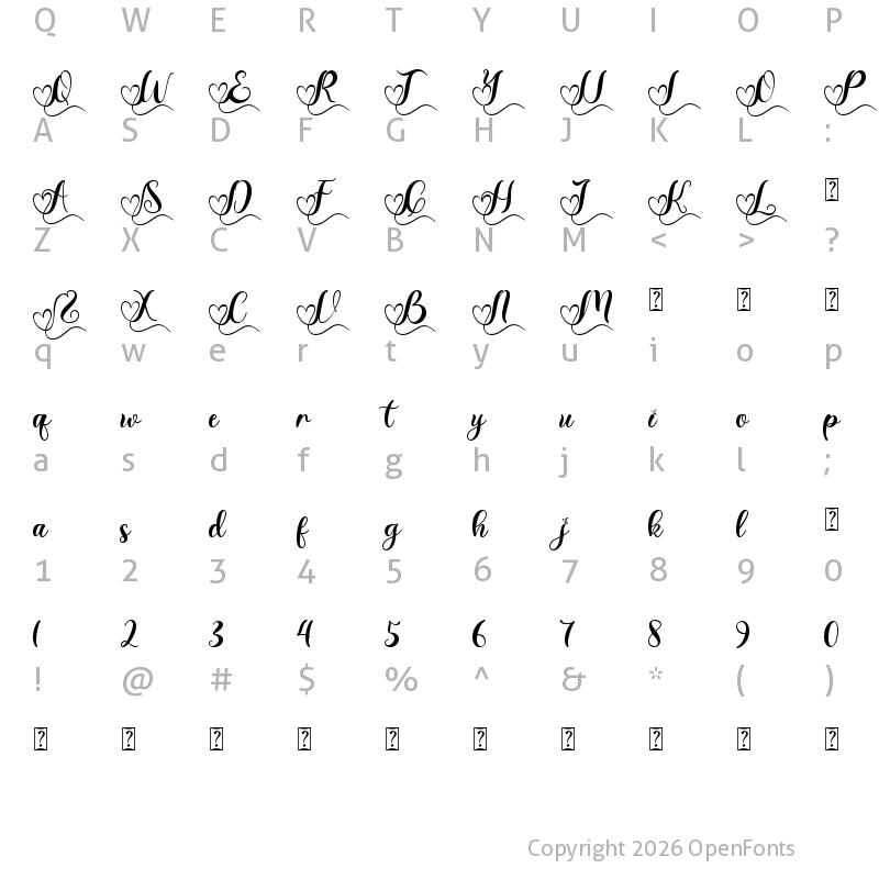 Character Map of Bertha Lovely Regular