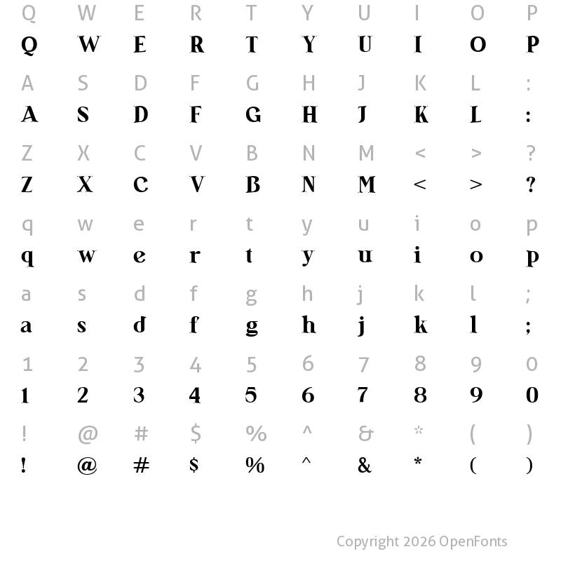 Character Map of Bertha Regular