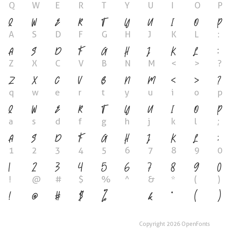 Character Map of Beslyn Regular