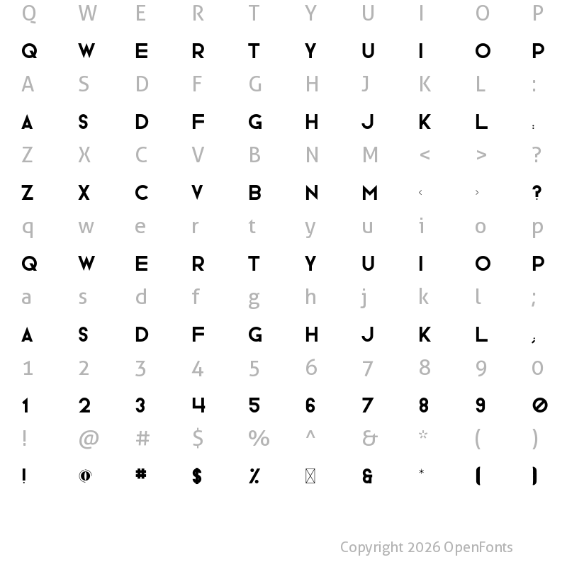 Character Map of Bessie Regular