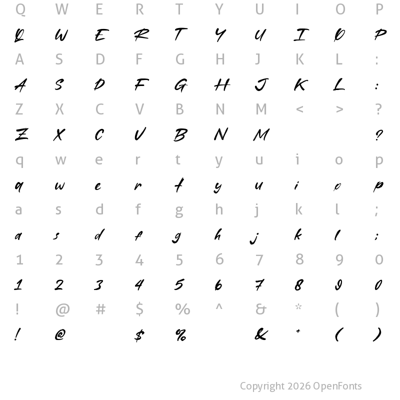 Character Map of Best Regards Regular