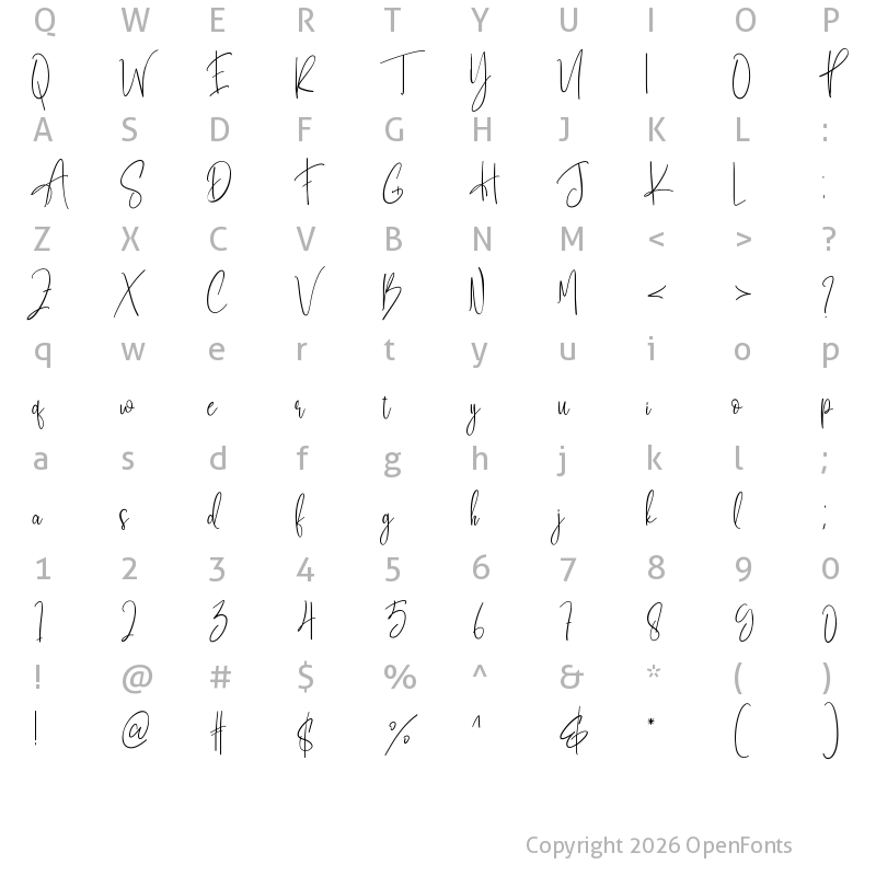 Character Map of Bestie Signature Regular